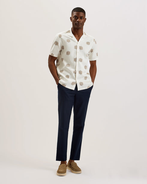 DIMITRE-Shirts-SS Relaxed Linen Blend Ikat Shirt- Ted Baker Romania