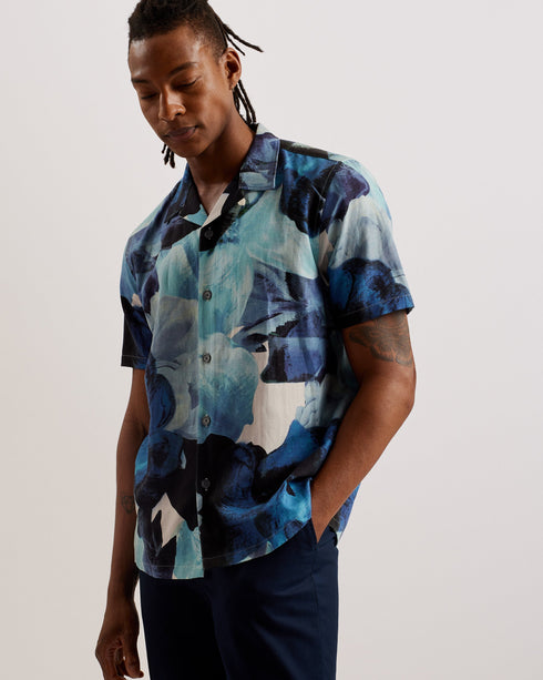 HENRIS-Shirts-SS Relaxed Linen Blend Floral Shirt- Ted Baker Romania