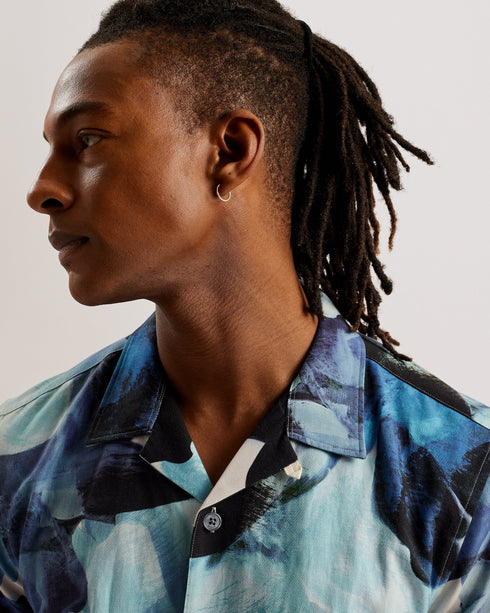 HENRIS-Shirts-SS Relaxed Linen Blend Floral Shirt- Ted Baker Romania