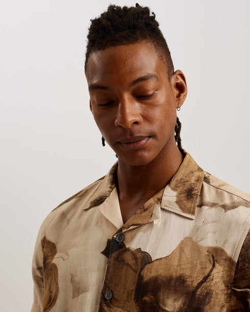 HENRIS-Shirts-SS Relaxed Linen Blend Floral Shirt- Ted Baker Romania