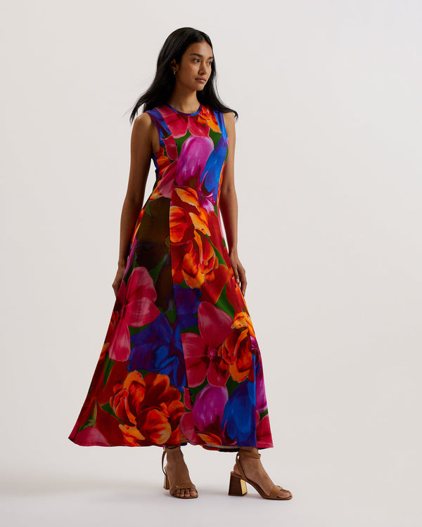 BRYNEYY-Dresses-Slinky Jersey Printed Racer Midi Dress- Ted Baker Romania