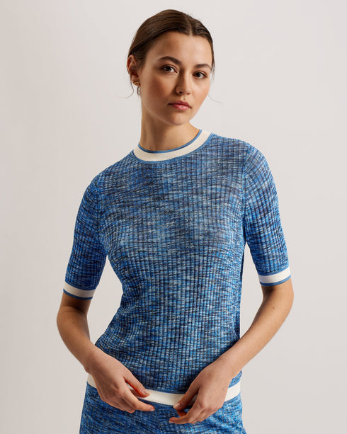 DAYLEYY-Knitwear-Space Dye Short Sleeve Top- Ted Baker Romania