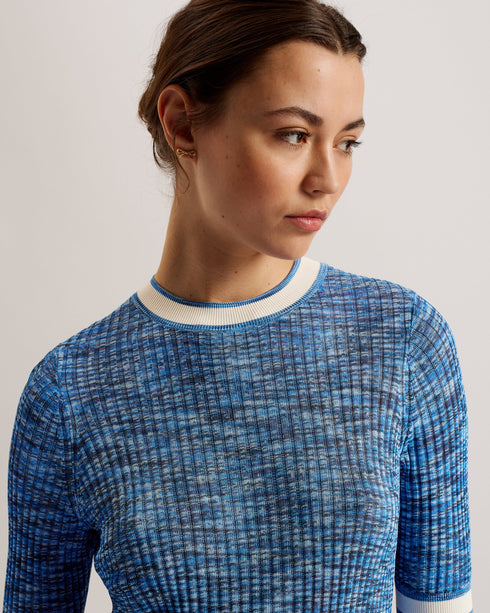 DAYLEYY-Knitwear-Space Dye Short Sleeve Top- Ted Baker Romania