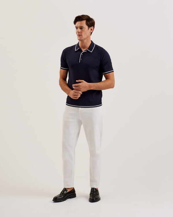 DUNOW-Knitwear-SS Pointelle Diamond Polo- Ted Baker Romania