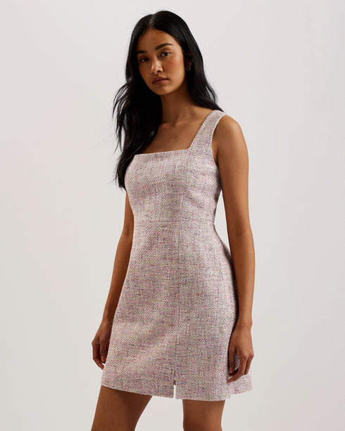 CONSTRE-Dresses-Tailored Boucle Mini Dress With Slit- Ted Baker Romania
