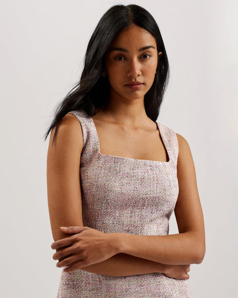 CONSTRE-Dresses-Tailored Boucle Mini Dress With Slit- Ted Baker Romania