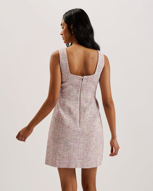 CONSTRE-Dresses-Tailored Boucle Mini Dress With Slit- Ted Baker Romania