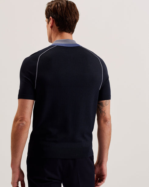PAXTO-Knitwear-SS Regular Textured Zip Polo- Ted Baker Romania