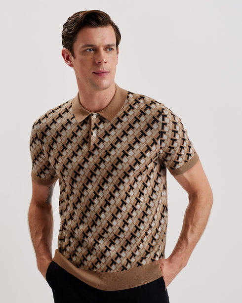 SEFERRY-Knitwear-SS Textured T Jacquard Butto- Ted Baker Romania