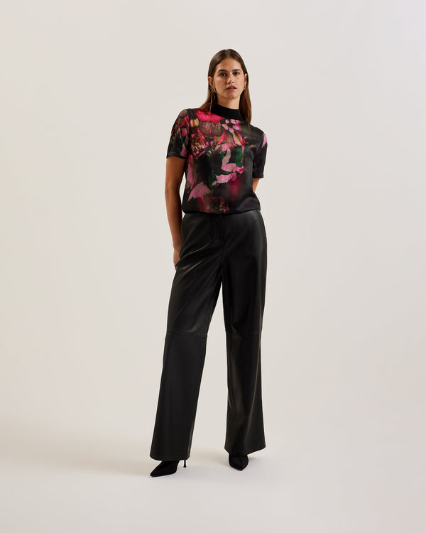 ASTHAA-Knitwear-Printed Woven Front Short Sle- Ted Baker Romania