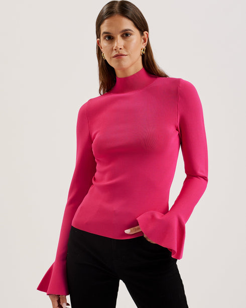 LAYNHA-Knitwear-High Neck Knitted Frill Sleev- Ted Baker Romania