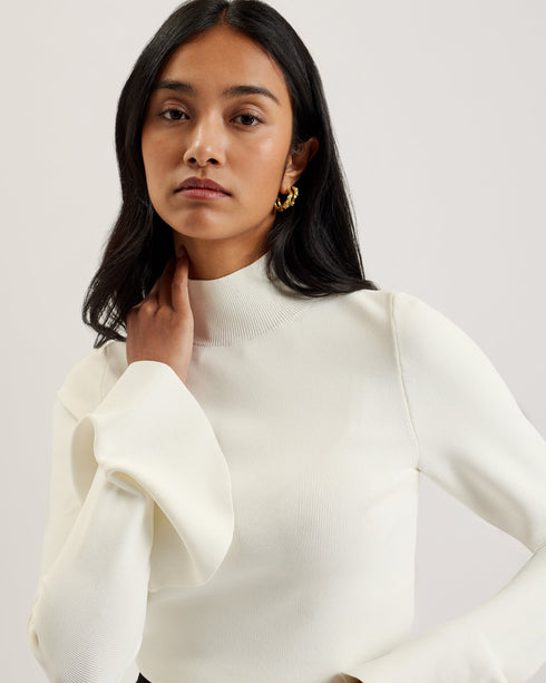 LAYNHA-Knitwear-High Neck Knitted Frill Sleev- Ted Baker Romania