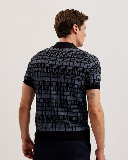 LEVERS-Knitwear-SS Regular Jacquard Zip Polo- Ted Baker Romania