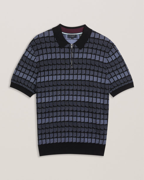 LEVERS-Knitwear-SS Regular Jacquard Zip Polo- Ted Baker Romania