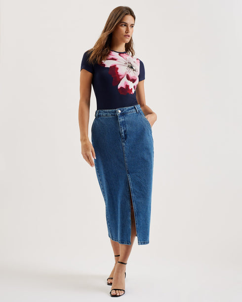LOUANNN-Tops-Printed Short Sleeve Fitted- Ted Baker Romania