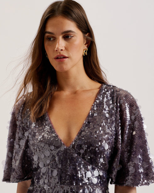 ELISONA-Dresses-Embellished Cape Sleeve V- N- Ted Baker Romania