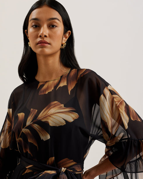 CALAMA-Dresses-Sheer Printed Maxi Dress with- Ted Baker Romania