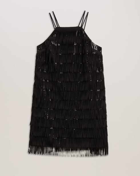 BARTIN-Dresses-Fringe Halter Neck Mini Dress- Ted Baker Romania