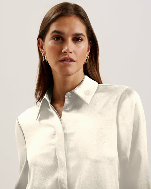SONORA-Tops-Long Line Satin Shirt- Ted Baker Romania