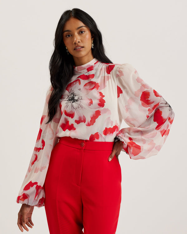 LADON-Tops-Tie Neck Long Sleeve Blouse- Ted Baker Romania