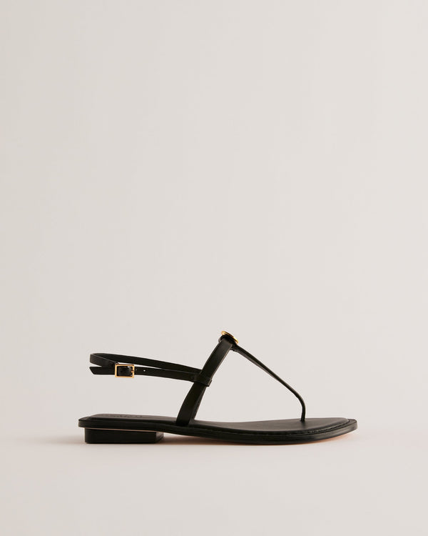 HARPURR-Sandals-Flat T-Strap Sandal With Signature Coin- Ted Baker Romania