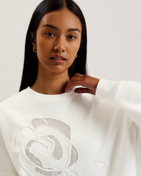 LOTISS-Tops-Embroidered Burnout Graphic Sweatshirt- Ted Baker Romania