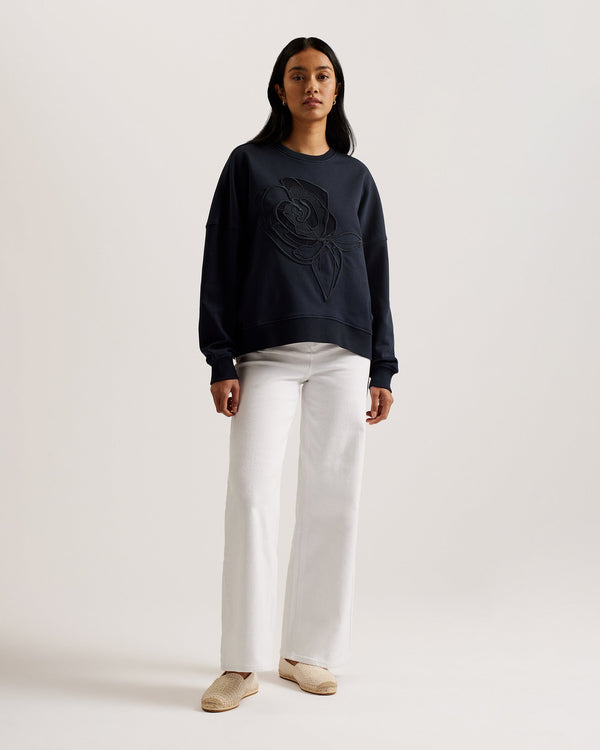 LOTISS-Tops-Embroidered Burnout Graphic Sweatshirt- Ted Baker Romania