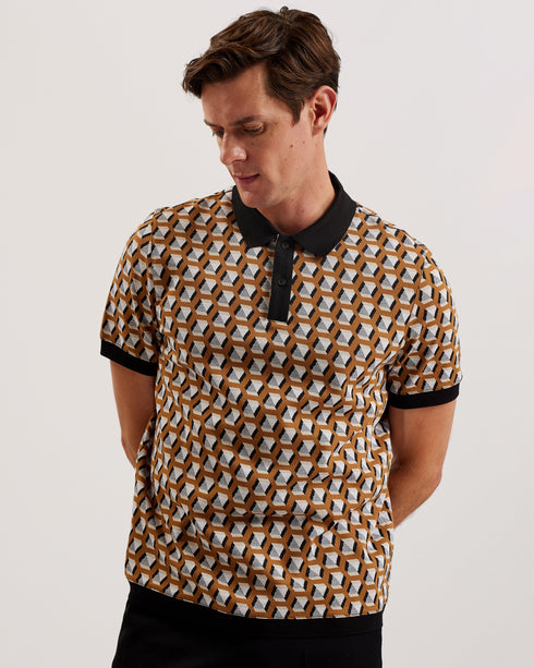RITTER-Tops-SS Geometric Jacquard Polo- Ted Baker Romania