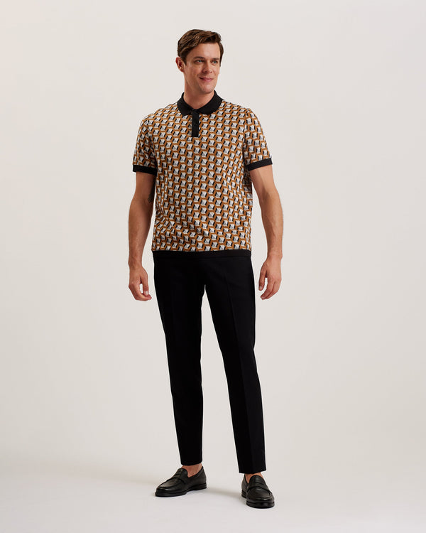 RITTER-Tops-SS Geometric Jacquard Polo- Ted Baker Romania