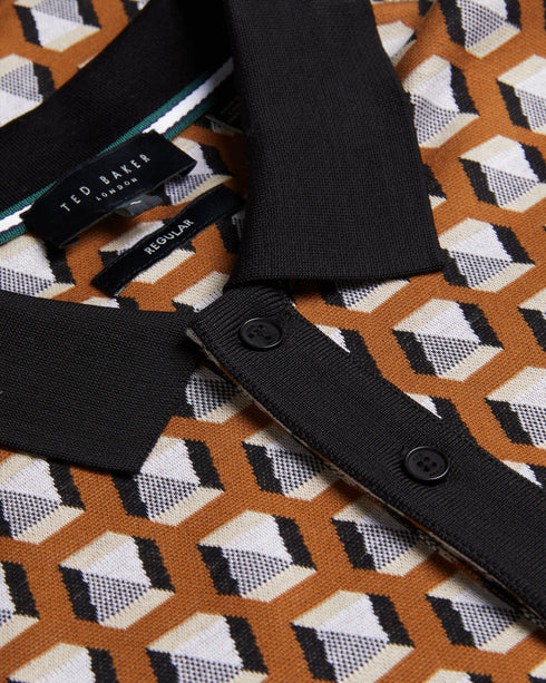 RITTER-Tops-SS Geometric Jacquard Polo- Ted Baker Romania