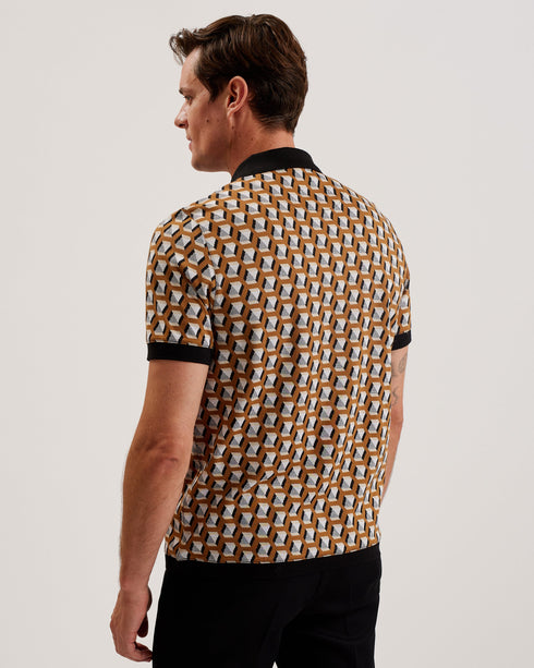 RITTER-Tops-SS Geometric Jacquard Polo- Ted Baker Romania