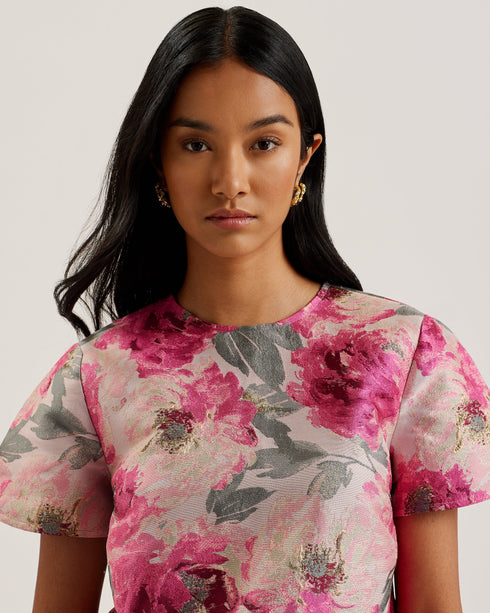 BOANI-Tops-Jacquard Short Sleeve Cropped- Ted Baker Romania