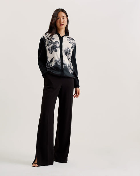 GWEENN-Knitwear-Printed Woven Front Longline- Ted Baker Romania