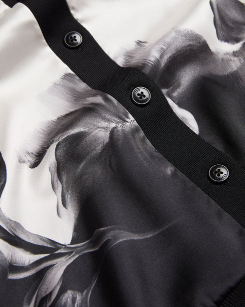 GWEENN-Knitwear-Printed Woven Front Longline- Ted Baker Romania