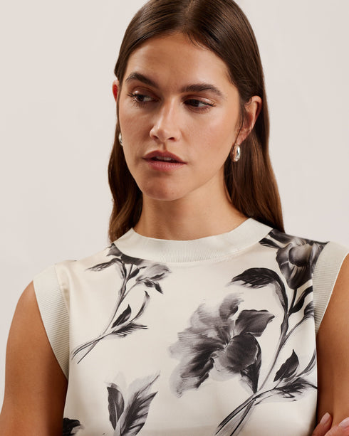 PERLOMA-Knitwear-Printed Woven Front Knitted- Ted Baker Romania