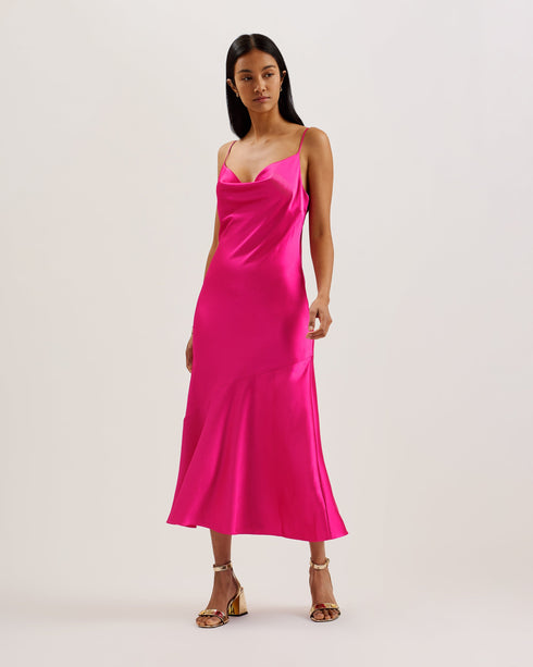 TUNCA-Dresses-Satin Cowl Neck Evening Midi Dress- Ted Baker Romania