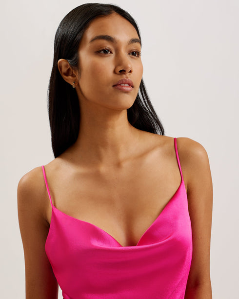 TUNCA-Dresses-Satin Cowl Neck Evening Midi Dress- Ted Baker Romania