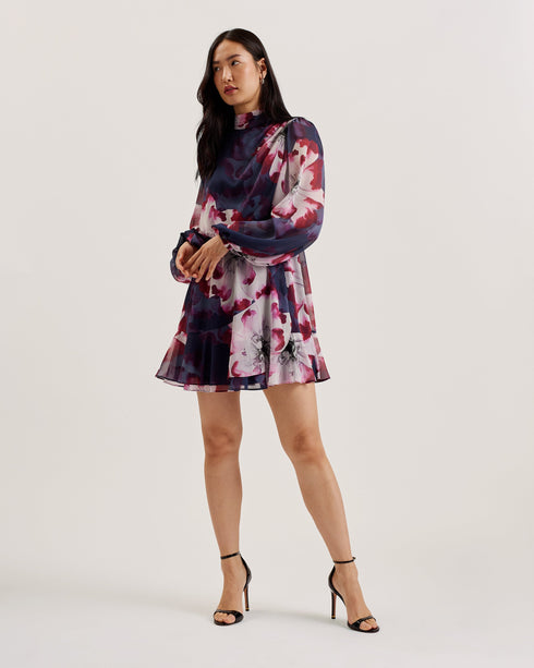 ARACELY-Dresses-Printed Long Sleeve Neck Tie- Ted Baker Romania