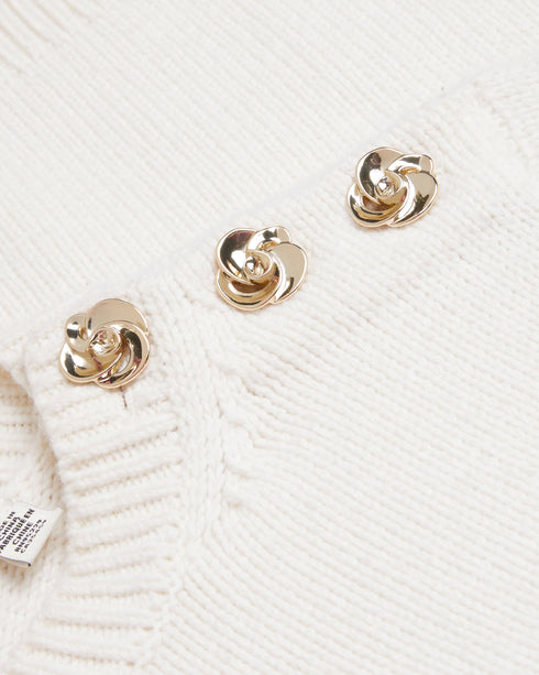 JANHA-Knitwear-Rose Button Crew Neck Long Sle- Ted Baker Romania