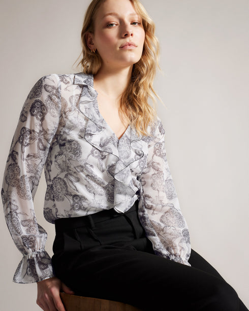 ANNIYE-Tops-Ruffle Blouse With Metal Ball Trim- Ted Baker Romania