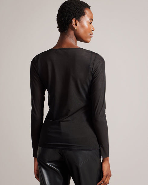 LARIZAA-Tops-Embroidered Mesh Top With Printed Cami- Ted Baker Romania