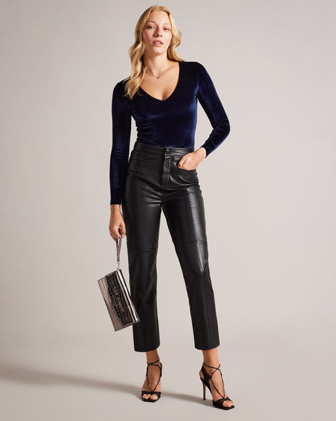 MORLEE-Tops-Velvet V Neck Bodysuit- Ted Baker Romania