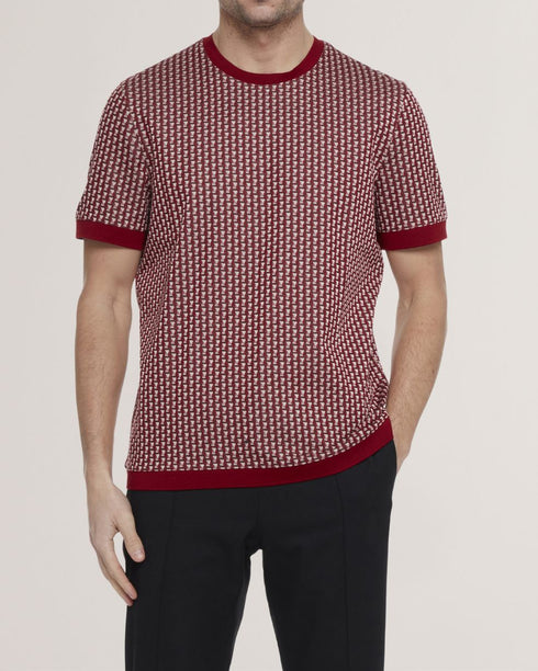 ALDANE-Tops-SS Geometric Jacquard T-Shirt- Ted Baker Romania