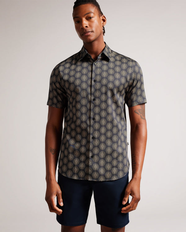 PEARSHO-Shirts-Short Sleeve Circle Geo Shirt- Ted Baker Romania