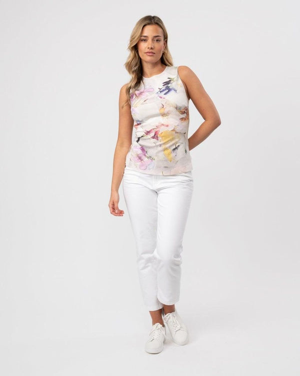 AIMLEY-Tops-Stitch Detail Printed Racer Top- Ted Baker Romania