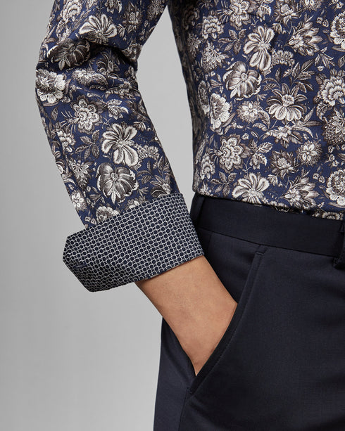 RIGATO-Shirts-Add A Floral Flourish To Your Formal Ensembles In The Rigato Shirt. Designed With Vintage Style Flowers, This Long-Sleeved Piece Is A Smart Addition For Any Suave Gent.- Ted Baker Romania