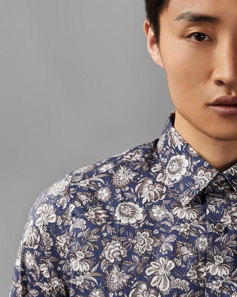 RIGATO-Shirts-Add A Floral Flourish To Your Formal Ensembles In The Rigato Shirt. Designed With Vintage Style Flowers, This Long-Sleeved Piece Is A Smart Addition For Any Suave Gent.- Ted Baker Romania