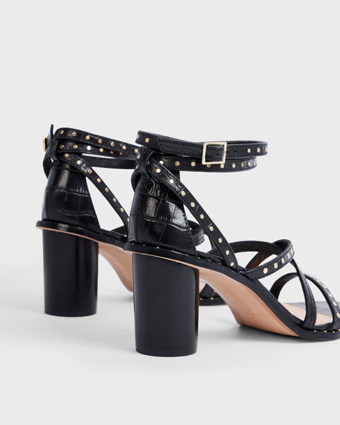 <P>Studded Mid Heel Gladiator Sandal</P>