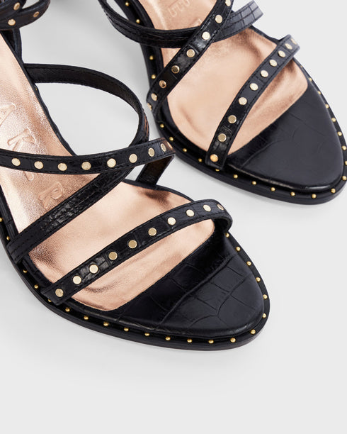 <P>Studded Mid Heel Gladiator Sandal</P>