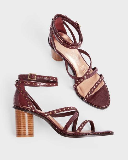 <P>Studded Mid Heel Gladiator Sandal</P>